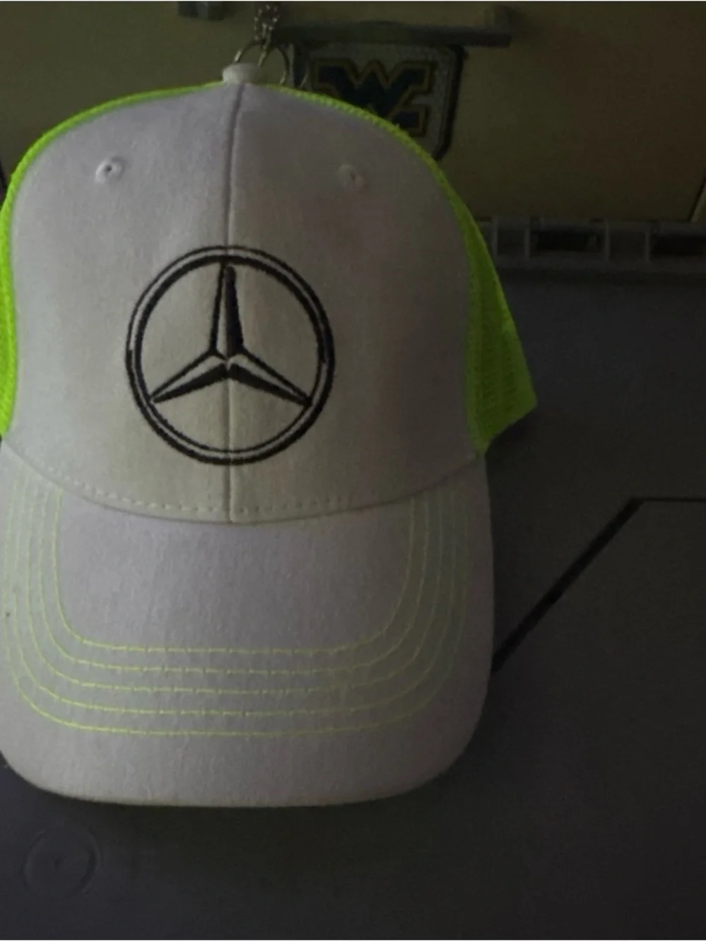 Mercedes-Benz White and Neon Green Logo Trucker Cap